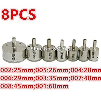 Generic 8PCS 25/26/28/29/35/40/45/60mm Diamond hole Saw Glass Drill Bit For Glass Marble Tile Granite and Marble