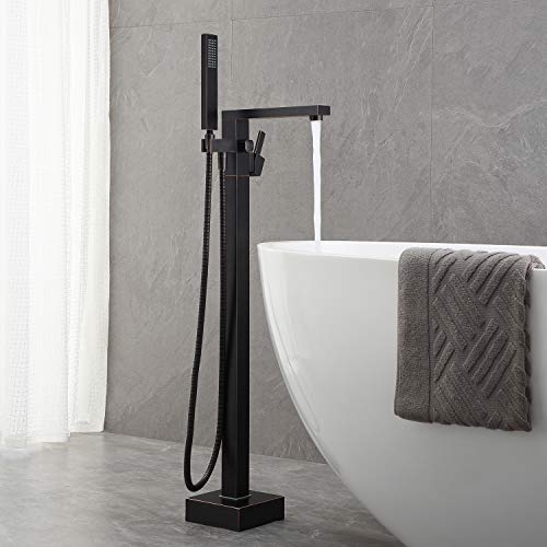 Wowkk Freestanding Bathtub Faucet Tub Filler Oil Rubbed Bronze Floor Mount Bathroom Faucets