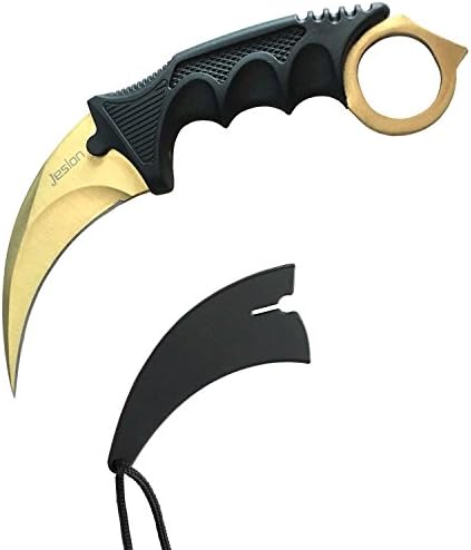 Jeslon Stainless Steel Tactical Karambit Hawbill Knife with Sheath and Cord,Survival Defense Claw Fixed Knife for Outdoor Hunting Camping Hiking Tools