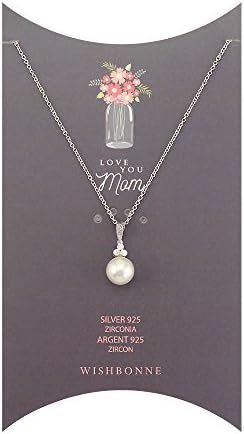 Wishbonne M110P51 Heart to heart - Mother's Day gift set pearl pendant -925 Sterling, 16"-18", Silver