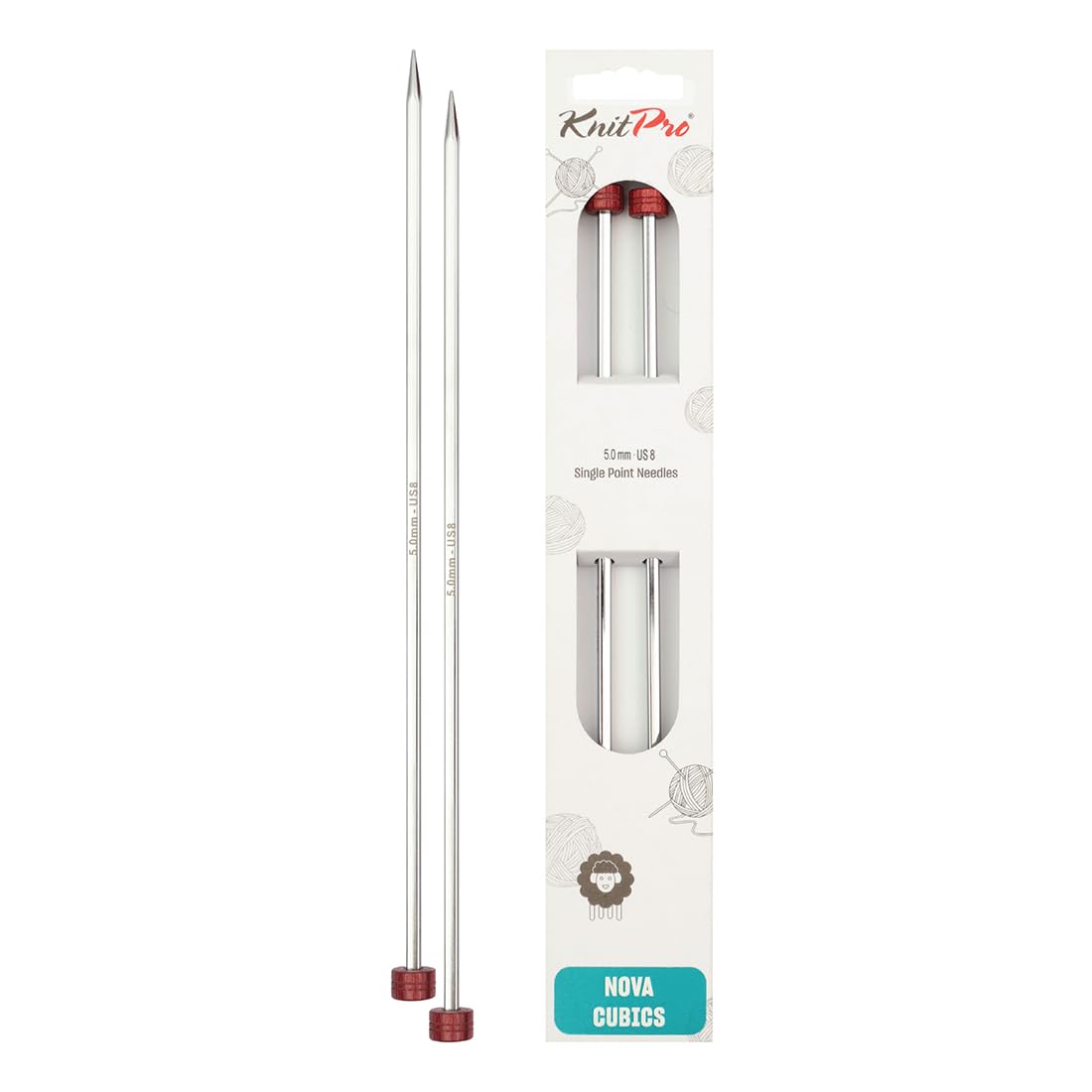 KnitPro Nova Cubics Single Pointed Needles 10" (25cm) | 5.00mm