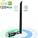 USB WiFi Adapter 1200Mbps for PC Desktop Laptop, Dual Band (2.4G/300Mbps+5G/866Mbps) Network LAN Card with High Gain External Antenna for Windows Vista/7/8/8.1/10 MAC Linux
