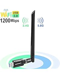 ANEWKODI Adaptador WiFi inalámbrico USB 600 1200Mbps, correa dual 802.11ac con 5 dBi Antenas Externas para PC Escritorio Portátil Teléfono, Soporta Windows XP Vista 7 8 8.1 10, Mac OS