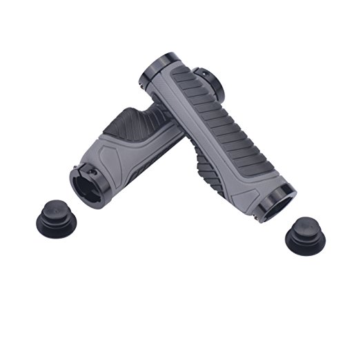 Zukam MTB BMX Bicycle Handlebar Grips Taps Ergonomic Design Widen Holding Surface Double Lock on olding Surface Double Lock on Anti-slip (Gray/Black)