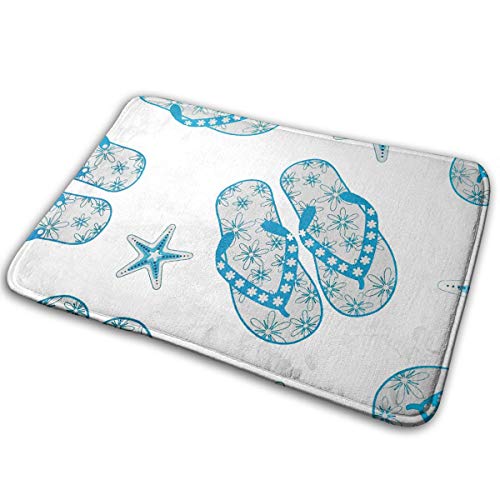 Huangwei Blue Slippers Starfish 23.6x15.7inch Non-Slip Indoor/Outdoor/Front Door Mats Kitchen Bathroom Floor Carpet Mat Home Decor Area Rug