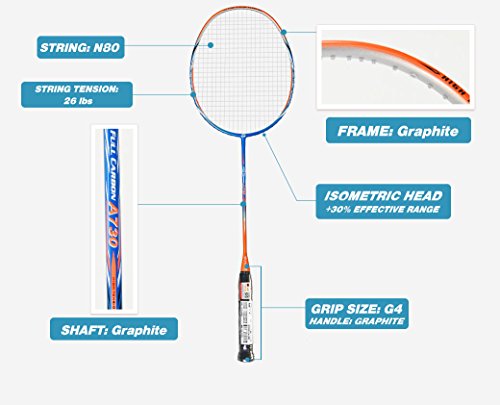 WHIZZ A730 High Modulus Graphite Professional Badminton Racket for Amateur/Intermediate / Club Players (Orange+Blue)