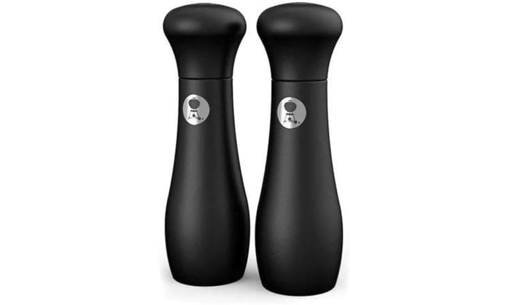 Weber Premium Salt & Pepper Mill (Height 19cm), Robust Ceramic Grinder, Adjustable Grinding Degree, Softcoat Coating for a Non-Slip and Dirt-Repellent Surface, Stylish - Black (17093)
