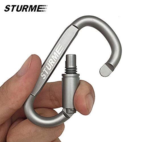 STURME Carabiner Clip Aluminum D-Ring Locking Durable Strong and Light Large Carabiners Clip Set for Outdoor Camping Screw Gate Lock Hooks Spring Link Improved Design Pack (9 Pack) - Thumbnail 4