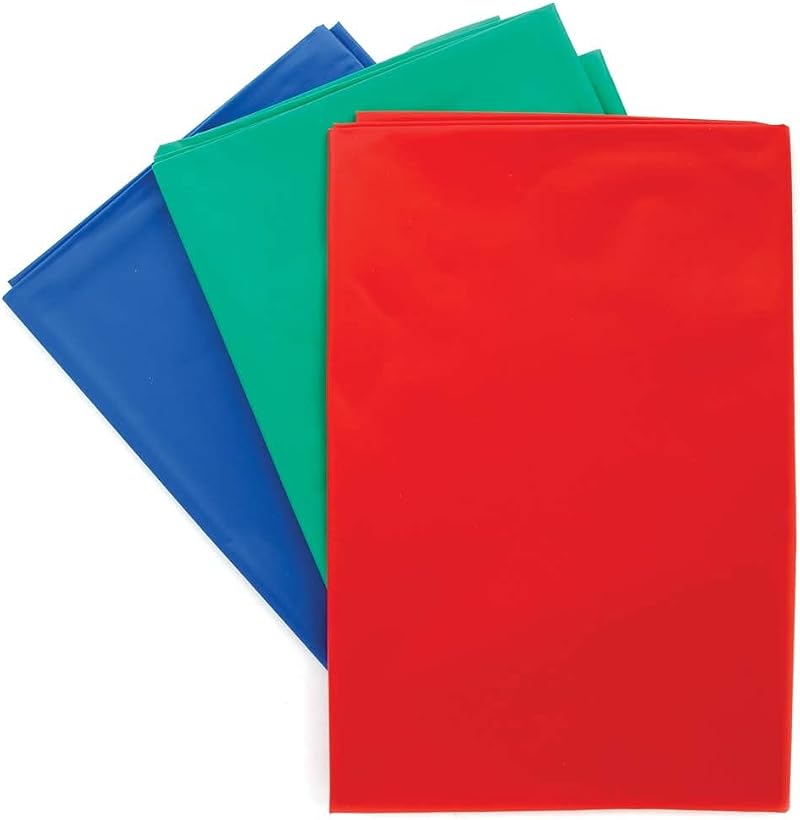 Baker Ross FE435 Heavy Duty Reusable Splash Mats 3 Pack 1.5m x 1.5m Red Green