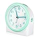 Non-ticking Analog Alarm Clock with Snooze and Nightlight, Adjustable Smart Light Desk alarm Clock Protect the Eyes, Battery Operated,Green