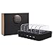USB Charging Station,Puloa 5-Port Detachable Universal USB Charging Station Dock Stand with Innovative Removable Baffles Organizer for Smart Phones & Tablets,Black