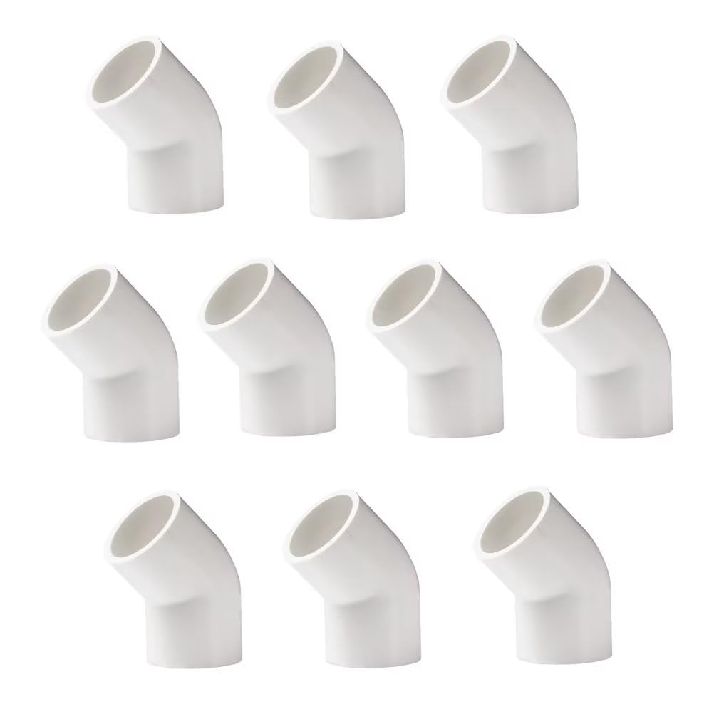 BOZONLI 20mm PVC Water Pipe Fitting 45 Degree Elbow Coupling Connector Adapter 10 Pcs