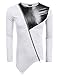 COOFANDY Men's Shirts Casual Zipper Shirt Irregular Long Sleeve T Shirts, St2-white, Small