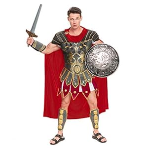Brave Men’s Roman Gladiator Costume Set for Halloween Audacious Dress Up Party (Stardard)