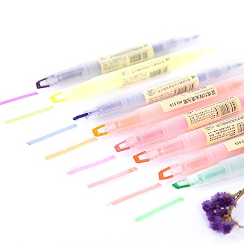5 Pcs Fablcrew Highlighter Pen Double Sided Gel Highlighter Markers Assorted Colors 5.4” (purple) - Thumbnail 2