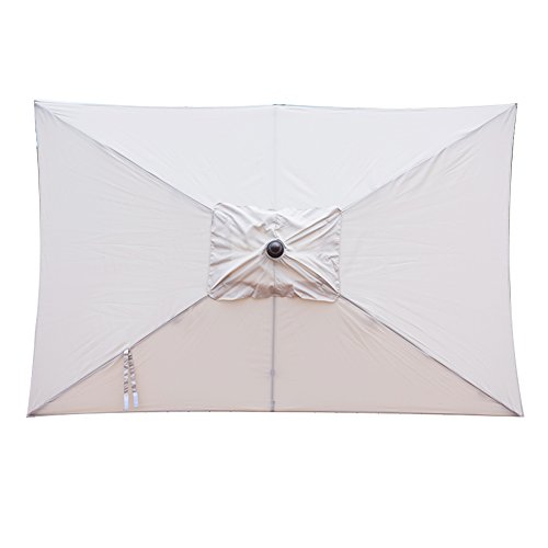 SORARA Patio Umbrella Rectangular Outdoor Market Table Umbrella with Push Button Tilt&Crank&Umbrella Cover, 6.5' x 10', Antique Beige