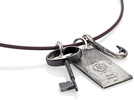 Mariano Di Vaio Sterling Silver Hunter with Leather Necklace