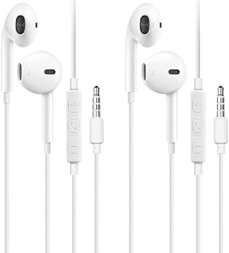 Earbuds with Mic, 2 Pack Wired In-ear Earphone with Reomote control and Volume Control iPhone iPad Samsung Galaxy and More