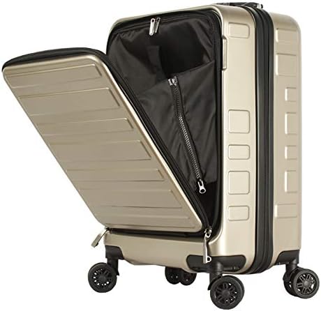Amazon フロントオープン スーツケース 機内持ち込み キャリーバック キャリーケース Ssサイズ 軽量 Tsaロック 115cm ファスナータイプ Basilo 129 前ポケット シャンパンゴールド スーツケース
