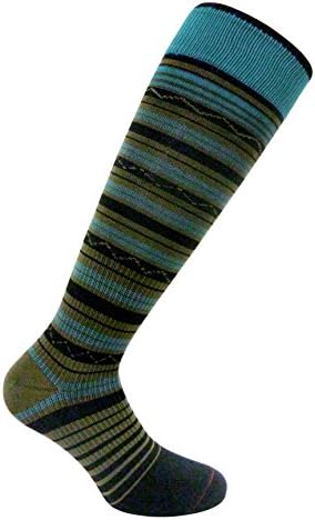 Travelsox Womens Compression Socks TS1167 Stripe Ladies Silver Drystat Dress, Travel, Play, Moss, Medium