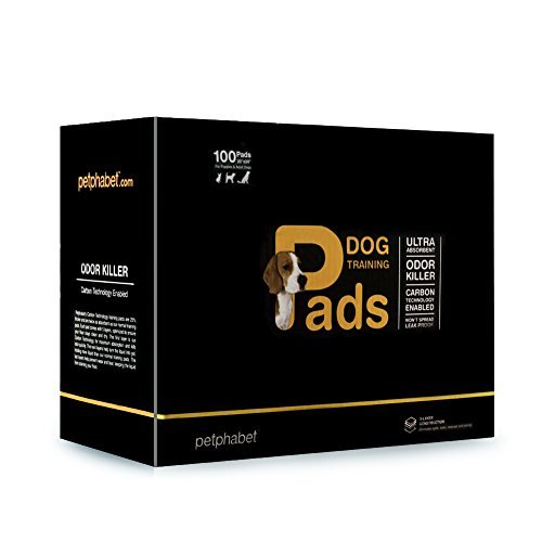 Petphabet Potty Pads -100 Count Box - 23" x 22" Large Puppy Pads Odor Control Quick-Drying Black Carbon Technology Remain Discreet by