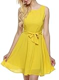 Ours Women's Summer Sleeveless Chiffon Pleated Cocktail Party Dress With Belt