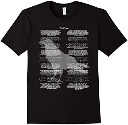 Men's The Raven by Edgar Allan Poe, Full Poem T-Shirt Medium Black