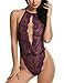 Avidlove Lingerie for Women Teddy One Piece Lace Babydoll Bodysuit Purple M