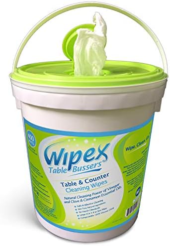 Wipex Table Bussers - Natural Table & Counter Turnover Cleaning Wipes with Vinegar, Propolis, Clove and Cinnamon Oil, 400 Count