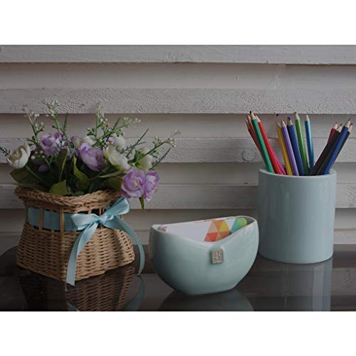 BangQiao Ceramic Business Name Card Holder Display Stand for Desk, Home and Office, Light Cyan Color