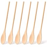HANSGO Long Handle Wooden Cooking Mixing Oval Spoons, 6PCS 12 Inch Long Wooden S