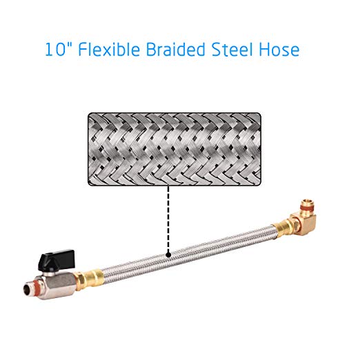 FUNTECK Extended Tank Drain Valve Assembly Kit for Air Compressor with 1/4 or 3/8 inch NPT Drain Valve