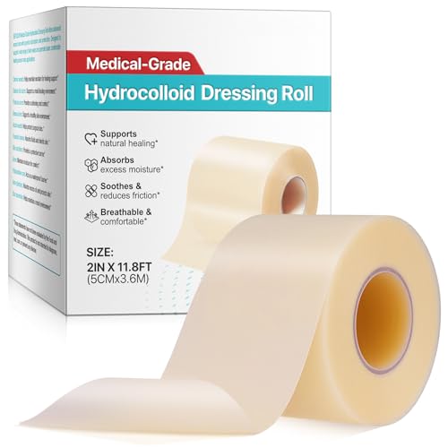 Hydrocolloid Plaster Roll 5 cm x 3.6 m, Self-Adhesive Hydrocolloid Wound Plasters for Blisters, Cuts & Skin Protection, Various Sizes, Can Be Cut to Size, Pack of 1