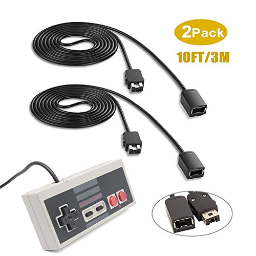 Extension Cable for SNES/NES and Wii Controller, 3M/10ft(2 Pack) Extension Cord with Mini NES Classic Controller, Compatible for Nintendo Super SNES Classic, NES Classic, Wii, Wii U and More