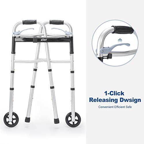 Zler Narrow Folding Walker for Seniors with Trigger Release and 5
