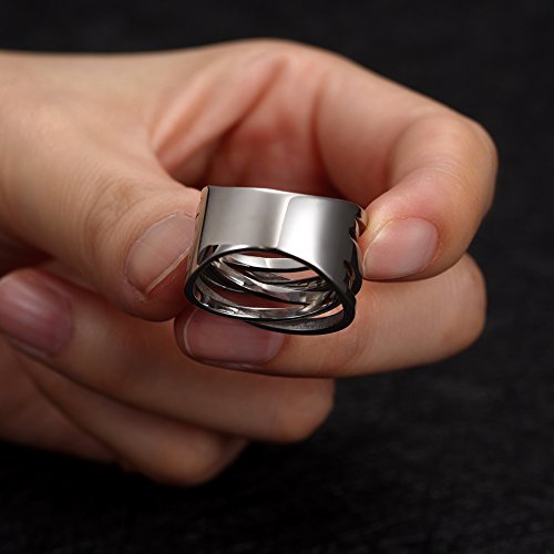 CIUNOFOR 13.7MM Cross Ring for Women Statement Engagement Enhancers Ring Engraving Customized Personalized (C:Cross White Gold Rings, 8.5)