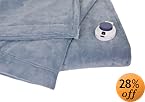 Serta Luxe Plush Low-Voltage Electric Heated Micro-Fleece Blanket, Full, Sapphire