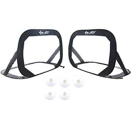 e-joy Porpora Portable Instant Pop-Up Soccer Goal, Nets, Kids Soccer Training Target, Foldable Collapsible Soccer Goals (Set of 2 In Carry Bag Include Cones and Pump), Black