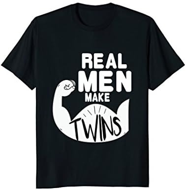 Mens Real Men Make Twins Husband T-shirt Pregnancy Announcement Large Black
