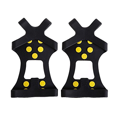ezyoutdoor 1 Pair 10-Stud Anti-Slip Universal Snow Ice Gripper Outdoor Spikes Grips Cleats Crampons Climbing No Slip Shoes Cover Crampons Winter (Large:UK 8-11 26-29cm EUR 39-46)