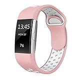 SWEES Silicone Sport Bands Compatible Fitbit Charge 2, Breathable Sport Replacement Bands Air Holes Small & Large (5.7