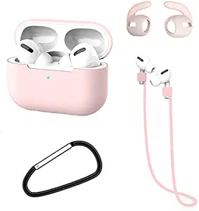 techIM AirPods Case [Front LED Visible] - Silicone Protective Shockproof Case Cover Skins with Keychain Compatible with Apple AirPod Charger (Pink)