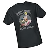 This Girl Plays Rough -- Wonder Woman Adult T-Shirt, Small