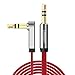 UGREEN 3.5mm Audio Cable, Stereo Aux Jack to Jack Cable 90 Degree Right Angle Auxiliary Cord Compatible for Beats, iPhone, iPod, iPad, Tablets, Speakers, 24K Gold Plated Male to Male Red (10FT)