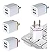 Wall Charger, 5-Pack Two-Tone USB 2.1AMP Universal Power Home Travel Wall Charger Dual Port Plug for iPhone 7/7 plus 6/6 plus 5S 5 4S Samsung S5 S4 S3, Note 5, HTC, LG and More Device