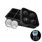 KELLM BPA Free Platinum Silicone Ice Cube Trays Combo(set of 2),Sphere Ice Mold with Lid and Ice Ball Maker,Presented with Water Filling Funnel and Airtight Container