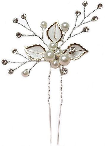 2 Pieces Bridal Headpiece for Bridesmaids and Flowergirls Wedding Hair clip with Bead and Rhinestones Hair Accessory Hair Combs for Women and Girls (white)