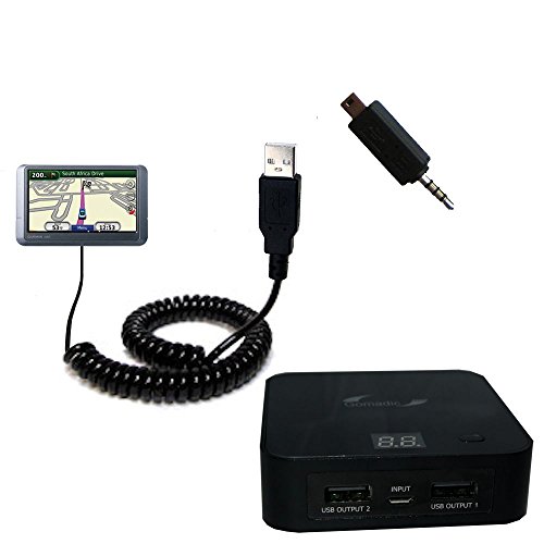 Powerful Lithium Polymer Rechargeable Gomadic Brand Battery Pack High Capacity Portable Charger Compatible with Garmin Nuvi 215W 215T with upgradeable TipExchange Technology