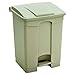 Safco Step On Plastic Trash Can with Foot Pedal, 23 Gallon Garbage Can for Kitchen, Indoor or Outdoor Use, Hands Free, Tan