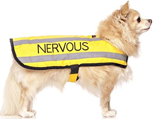 Dexil Limited Nervous Yellow Warm Dog Coats S-M M-L L-XL Waterproof Reflective Fleece Lined (Give Me Space) Prevents Accidents by Warning Others of Your Dog in Advance